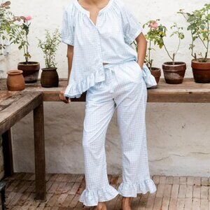 Piyama Sophie Sleep Set - Gingham Pale Blue XXXL